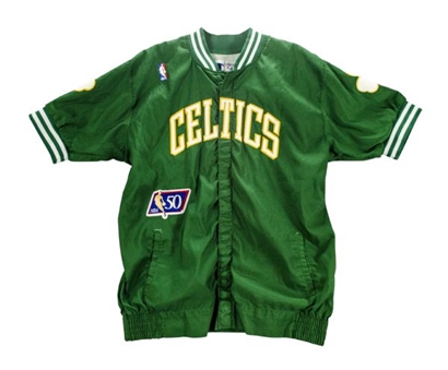 Antoine Walker Game Used and Signed "NBA 50" Boston Celtics Warmup Jacket